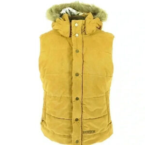 [M] Burton Mustard Rancher Faux Suede  Puffy Vest - Women's